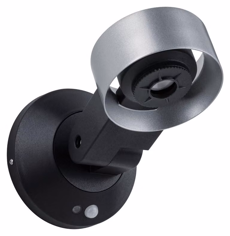 Lampada da esterno a LED Paulmann, a forma di cono, con sensore di movimento PIR, 230V, grado di protezione IP44, 8W, 3000K (bianco caldo), alluminio/acrilico, colore argento/antracite