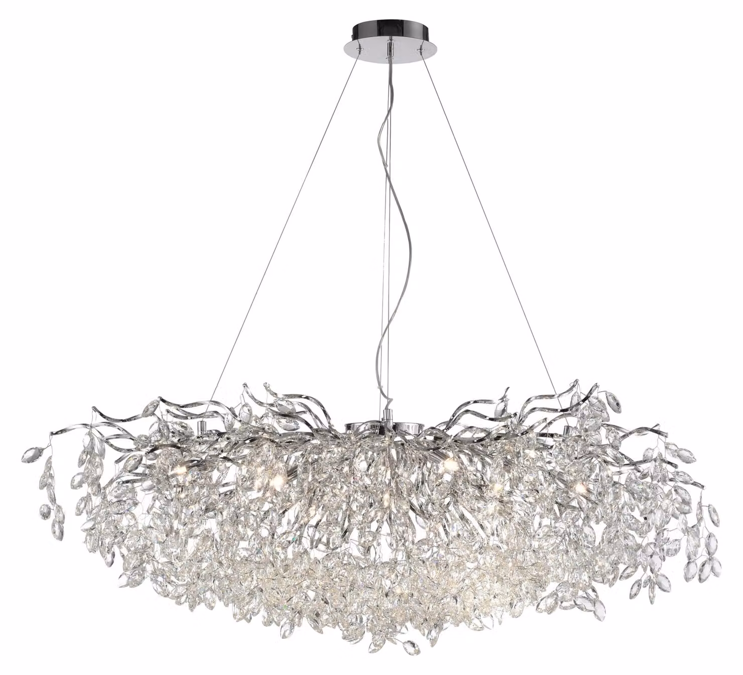 PAUL NEUHAUS Lampadario cromato con pendenti in cristallo, lampada a sospensione per la camera da letto PN 2036-17