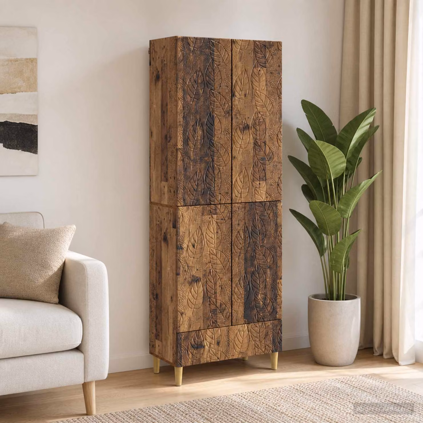 Set di 2 armadi moderni vidaXL in legno e MDF color marrone con ripiani, cassetti e illuminazione integrata