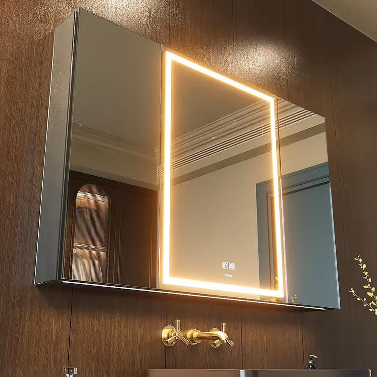 Mobiletti bagno illuminati a LED, 100x70 cm, 3 ante, con funzione di regolazione dell'intensità luminosa