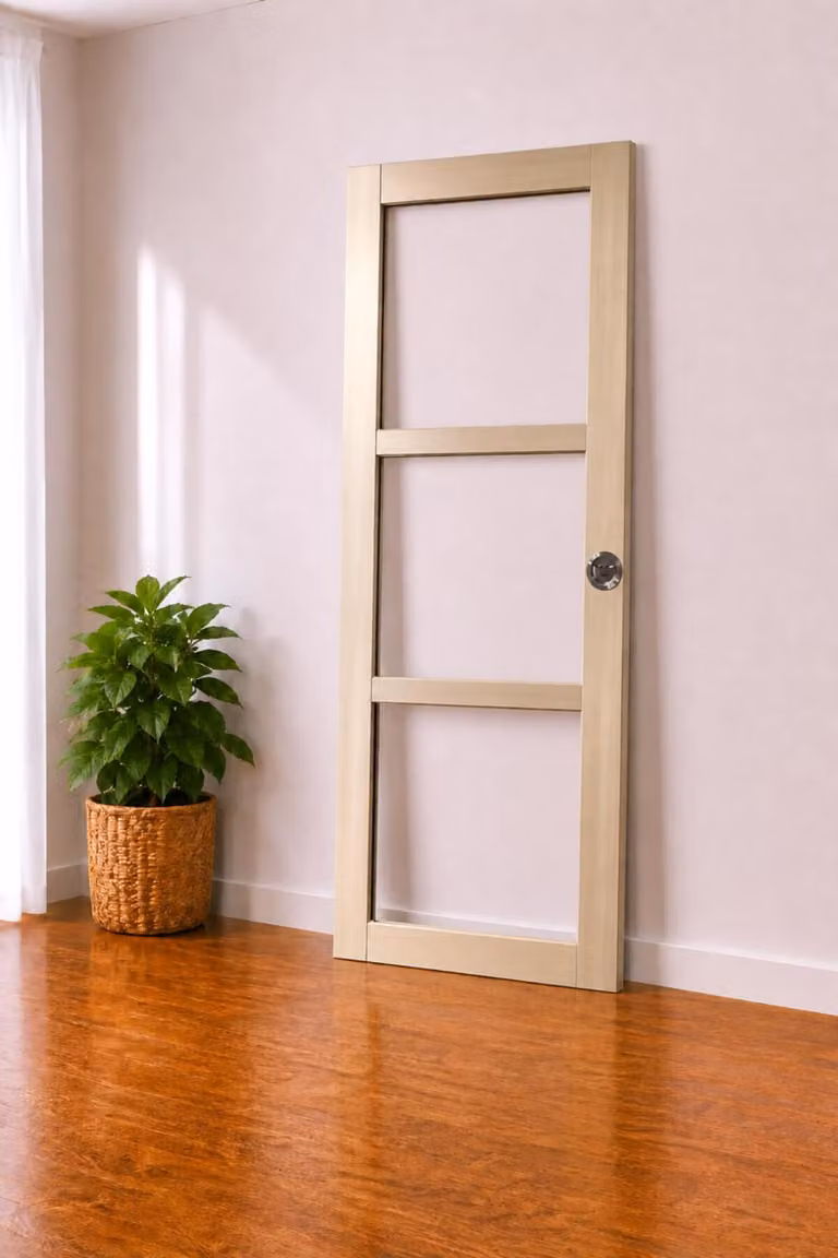 Porta scorrevole in legno Ayous con vetro trasparente H204 x L83 cm, serratura di sicurezza Gd Menuserie