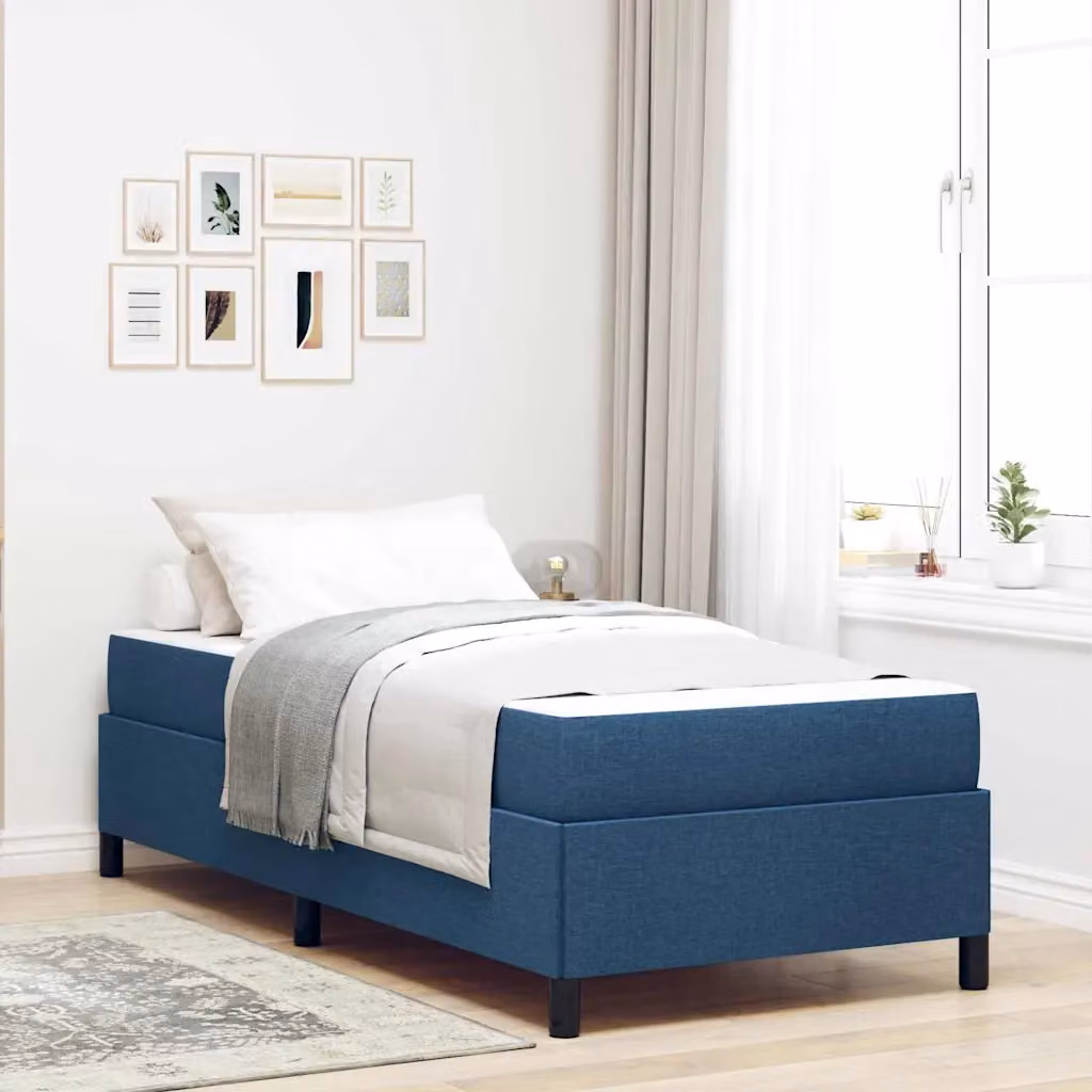 Letto a molle con materasso vidaXL in tessuto blu L/P: 90 x 190 cm – 1