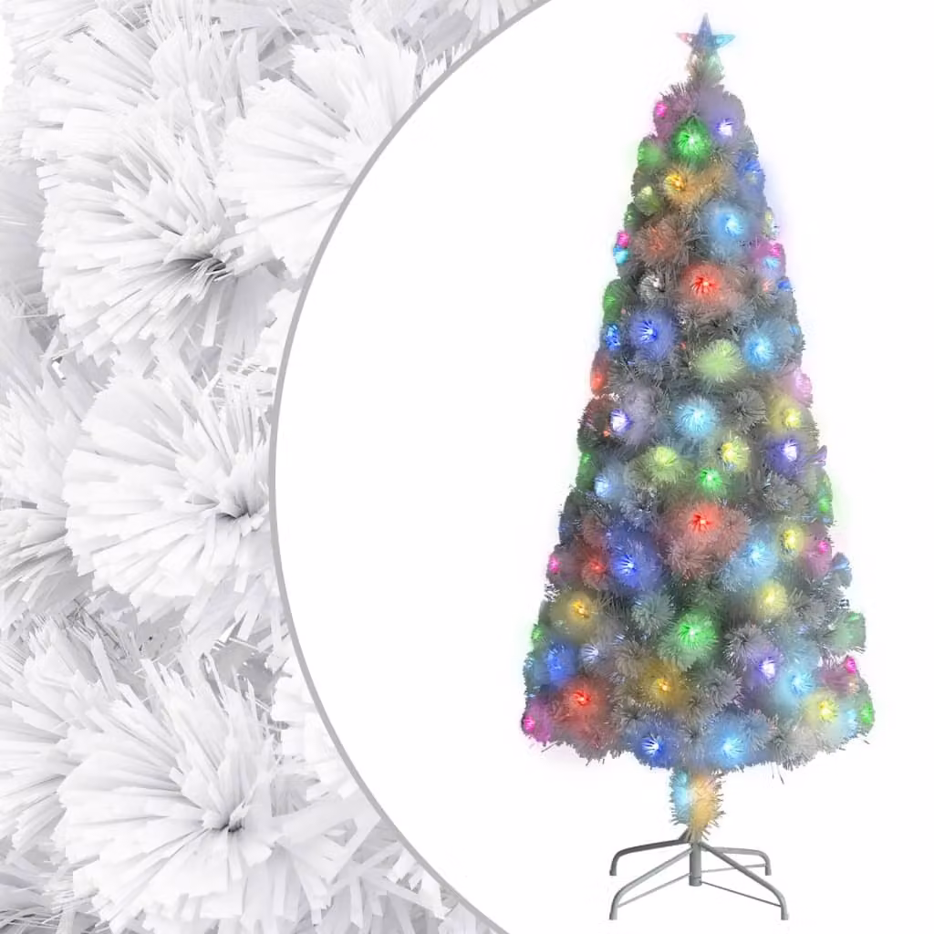 Albero di Natale artificiale con illuminazione bianco 180 cm in fibra di vetro