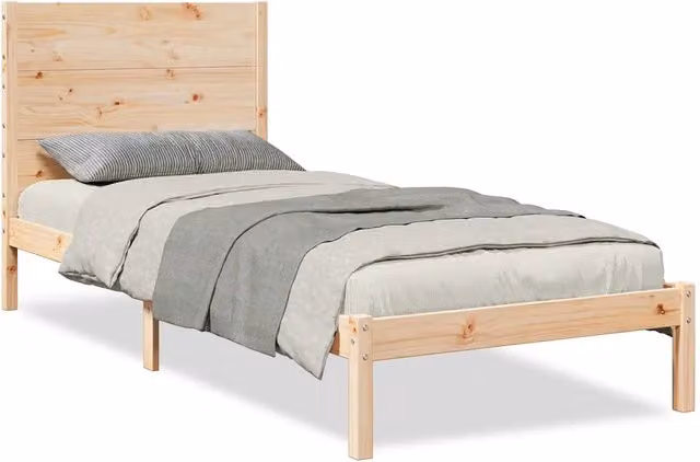 Letto singolo extra lungo in legno massello di pino naturale per adulti L/P/H: 215.5 x 95.5 x 100.0 cm