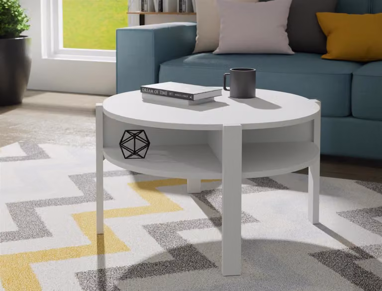Tavolino da salotto >Topiros< bianco - 74,4x45,5x74,4 cm (LxAxP)