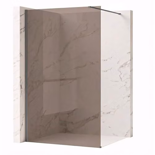 Rea - Parete Doccia Flexi Brown 100 Vetro Fumé Marrone Da 8 Mm, Titanio, Walk-In 120X100X195Cm