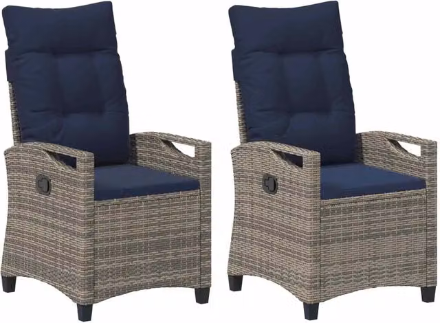 Sedia da Giardino 2 pz | Sedie da Esterno grigio e blu navy 56 x 60 x 112 cm