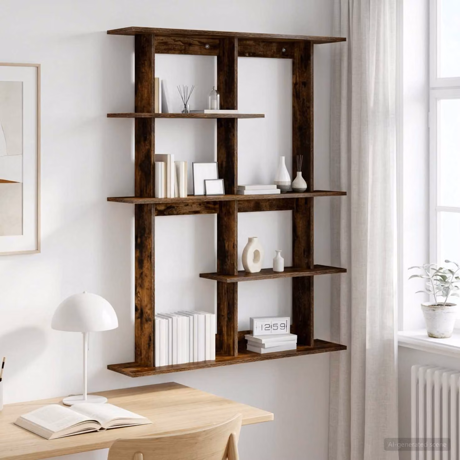 Scaffale da parete vidaXL in legno Rovere Fumo, L 102 x P 20 x H 130 cm