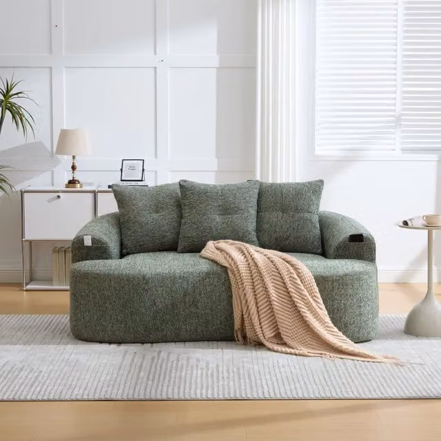 Divano 2 posti in chenille con molle insacchettate, cuscini spessi e design profondo verde 164 × 92 × 60 cm