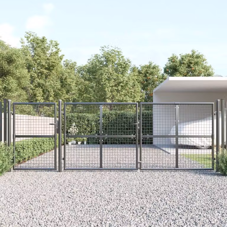 Maison Exclusive - Cancello da giardino a maglie, antracite, 400x125 cm, acciaio zincato