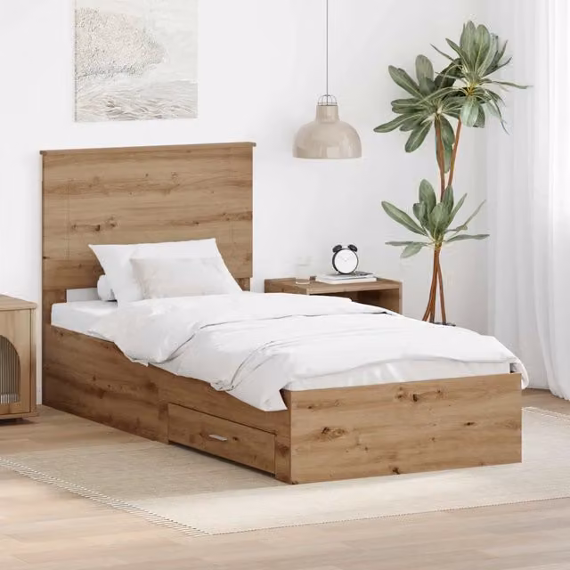 Struttura letto moderna con cassetto vidaXL in legno marrone L/P/H: 190 x 90 x 34 cm – 1