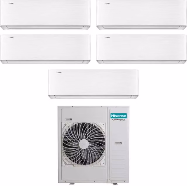 Climatizzatore Condizionatore Hisense Penta Split Inverter serie ENERGY PRO X 9+9+9+9+12 con Wi-Fi Integrato Bianco
