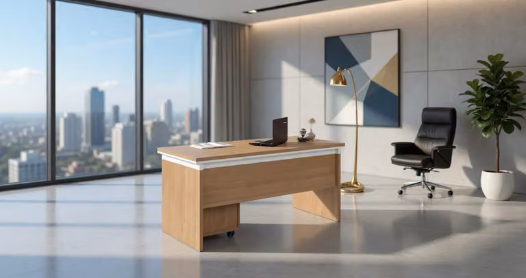 Scrivania da ufficio in legno con cassettiera su ruote Tumba Modern
