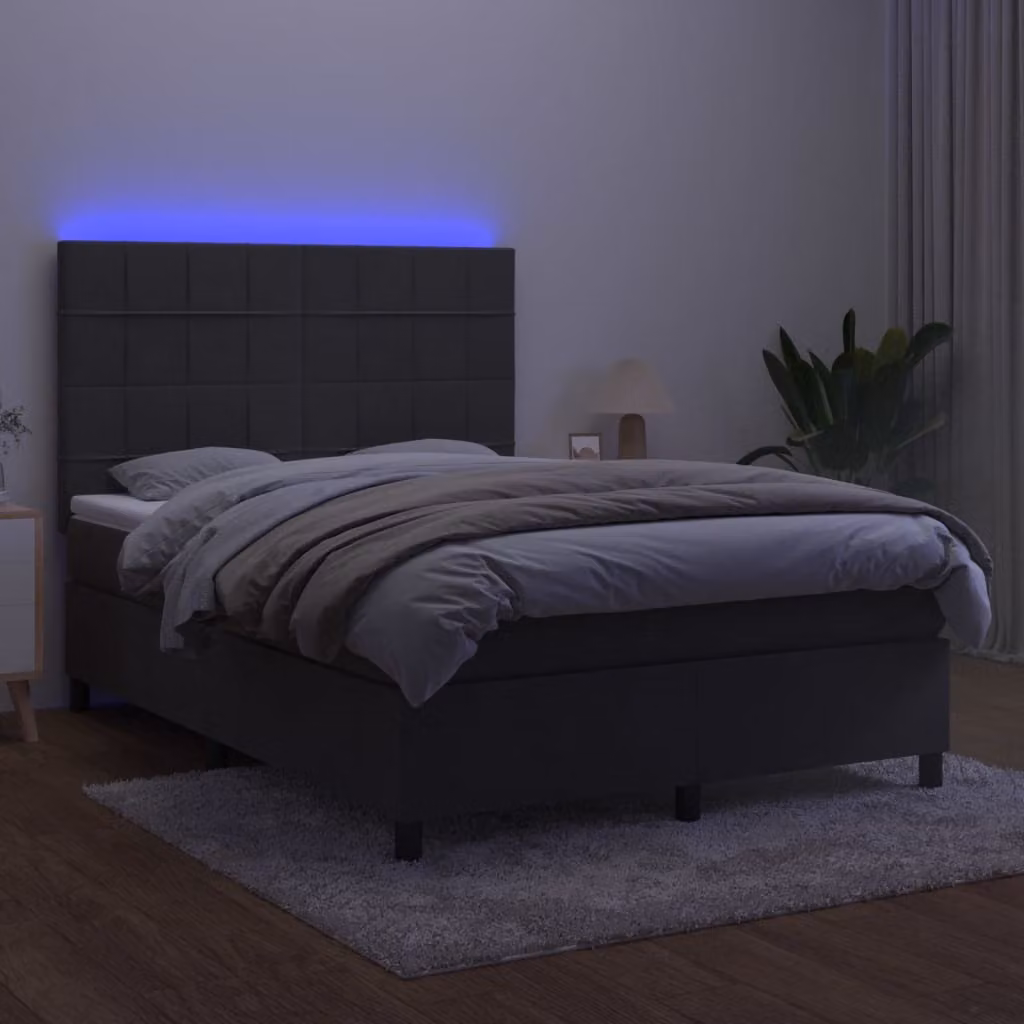 Maison Exclusive - Letto a Molle con Materasso e LED Grigio Scuro 140x190 cm
