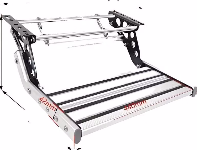 Scala pieghevole, lega di alluminio, superficie antiscivolo, argento