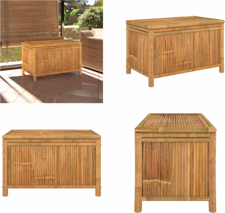vidaXL Cassapanca da giardino 90x52x55 cm in bambù - Cassapanca da giardino - Cassapanca da giardino - Cassetta da giardino - Cassetta da giardino