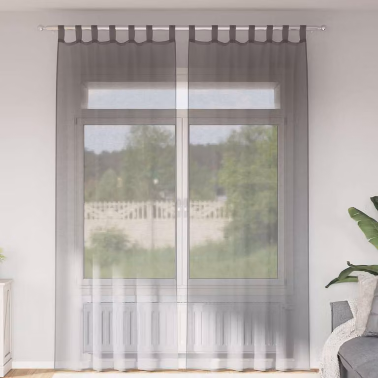 Set di 2 tende semitrasparenti in voile vidaXL, colore grigio, L: 140 cm, H: 260 cm