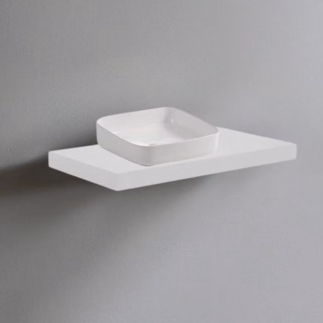 Mensolone da bagno Veriaffari con lavabo da appoggio bianco, L: 80 cm, P: 48 cm, H: 14 cm – 1