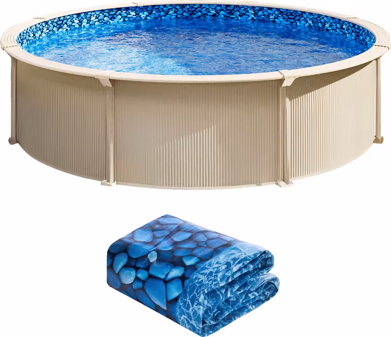 Liner per piscina SucceBuy, rotondo, 9 m, stile unibead, altezza parete 132 cm