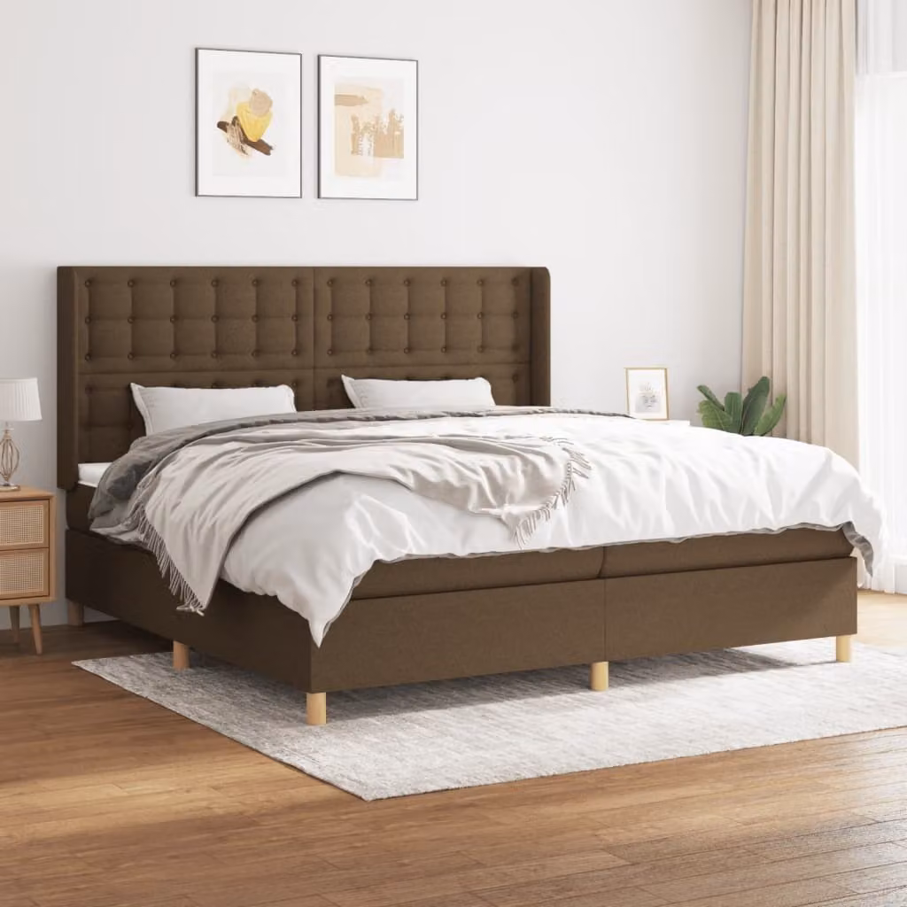 Maison Exclusive - Giroletto a Molle con Materasso Marrone Scuro 200x200cm Tessuto