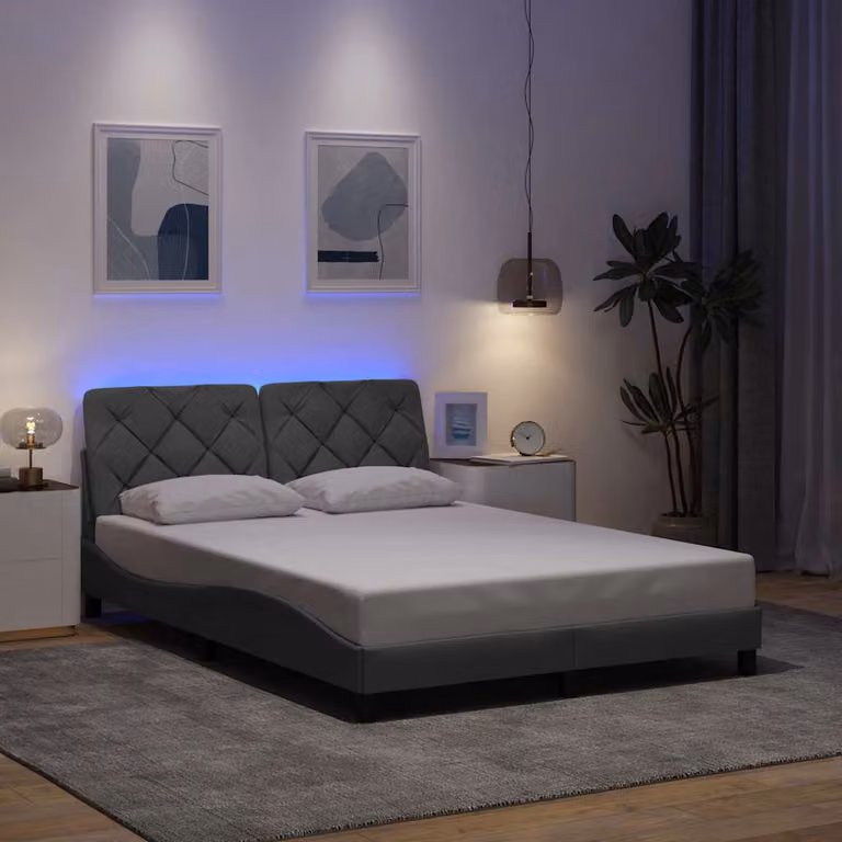 vidaXL Giroletto con LED e porta USB senza materasso, Grigio Chiaro, L/P/H: 120 x 200 cm