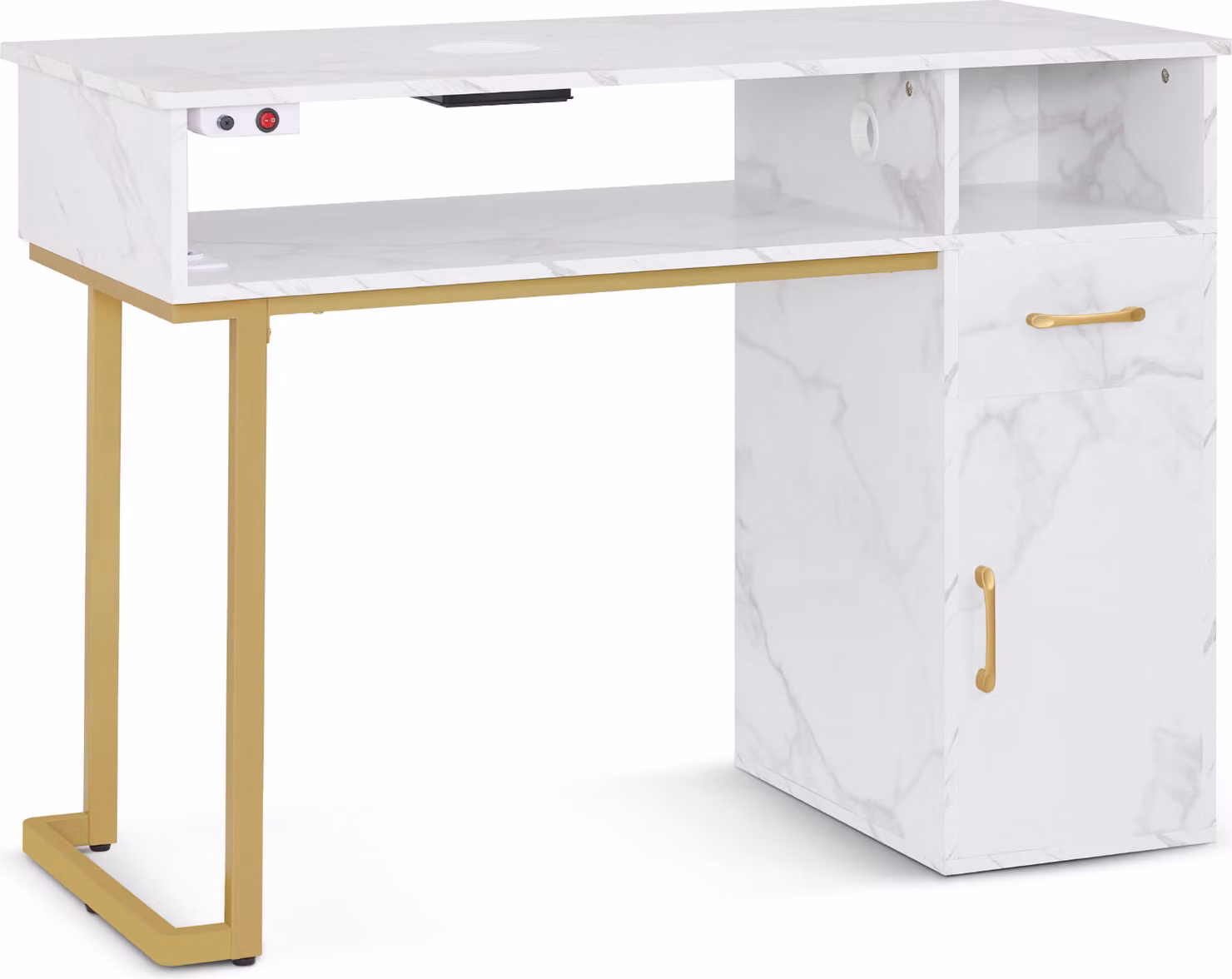 Tavolo da manicure con aspirazione, bianco marmo, 2491