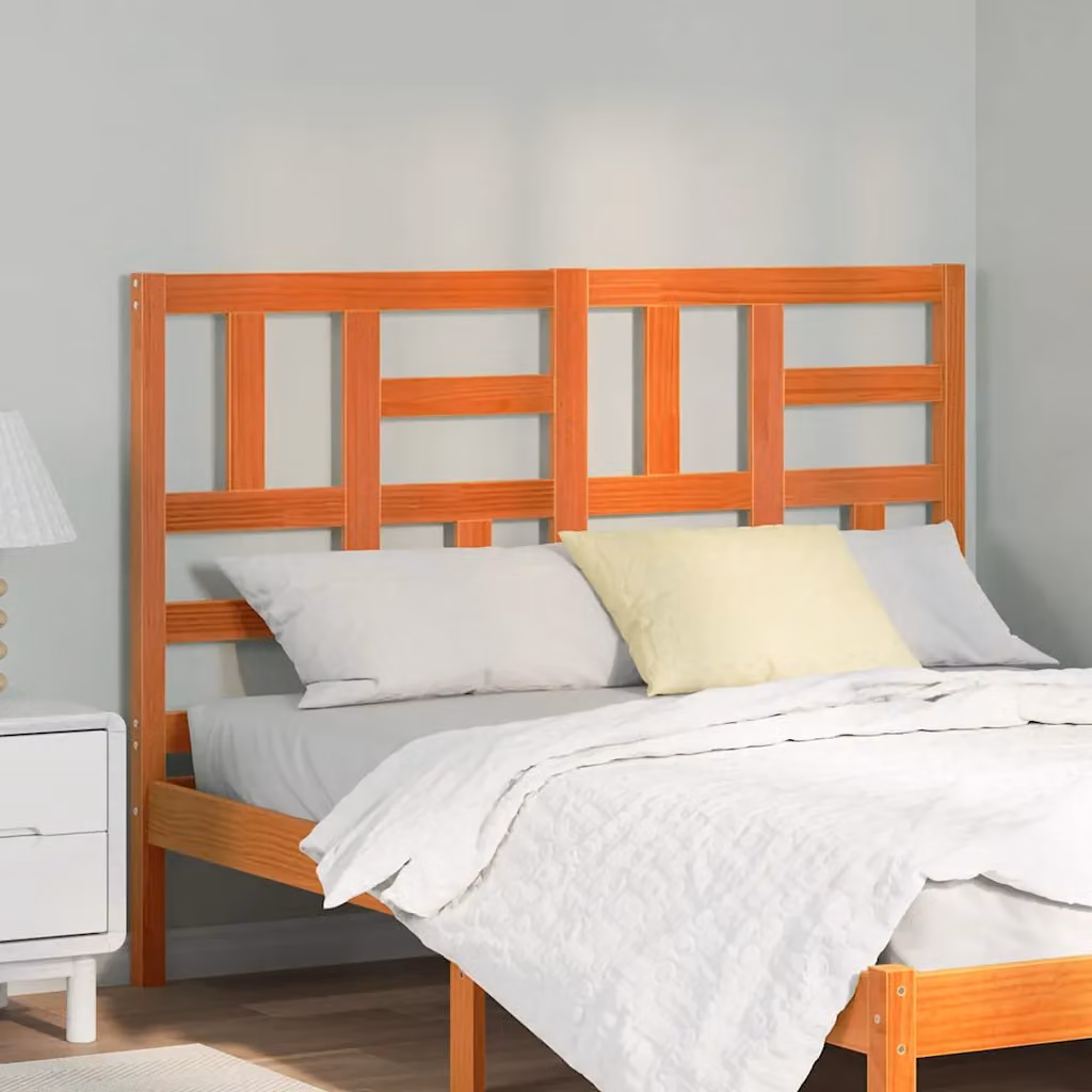 Testiera del letto in legno massello di pino vidaXL, Marrone cerato, L 145,5 x P 4 x H 104 cm