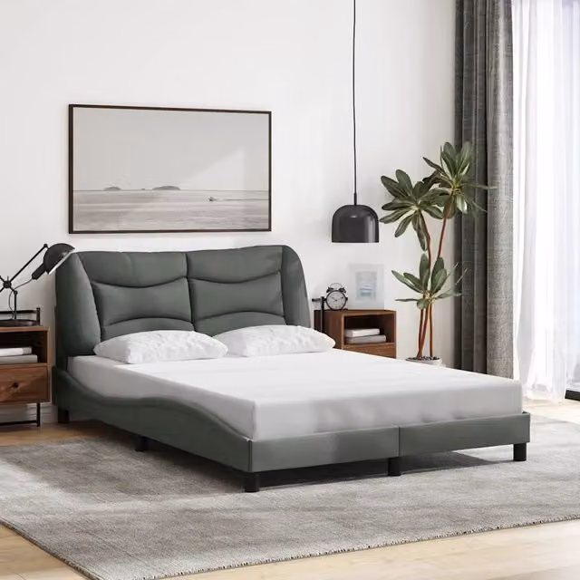 Giroletto senza Materasso-Struttura Letto Hvar Grigio Scuro 140x190 cm Tessuto
