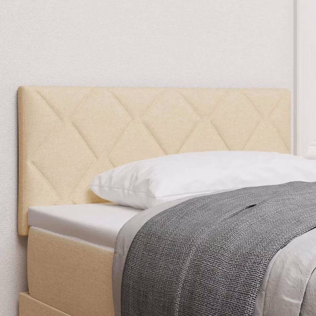 Testiera per letto moderna vidaXL in tessuto beige con struttura in legno e pannello imbottito geometrico