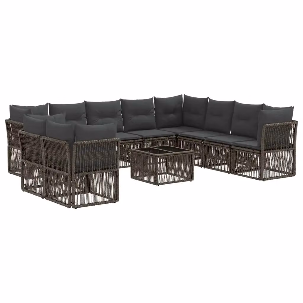 Set Divano da Giardino a U vidaXL Grigio con Tavolino e Cuscini Imbottiti – 2