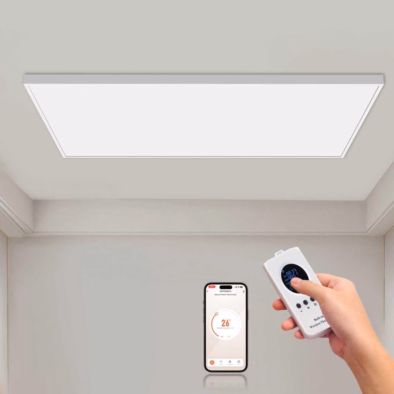 Pannello a infrarossi da montaggio a soffitto - Potenza: 1000W - Dimensioni: 59,5 x 119,5 cm - Elettrico - A basso consumo energetico