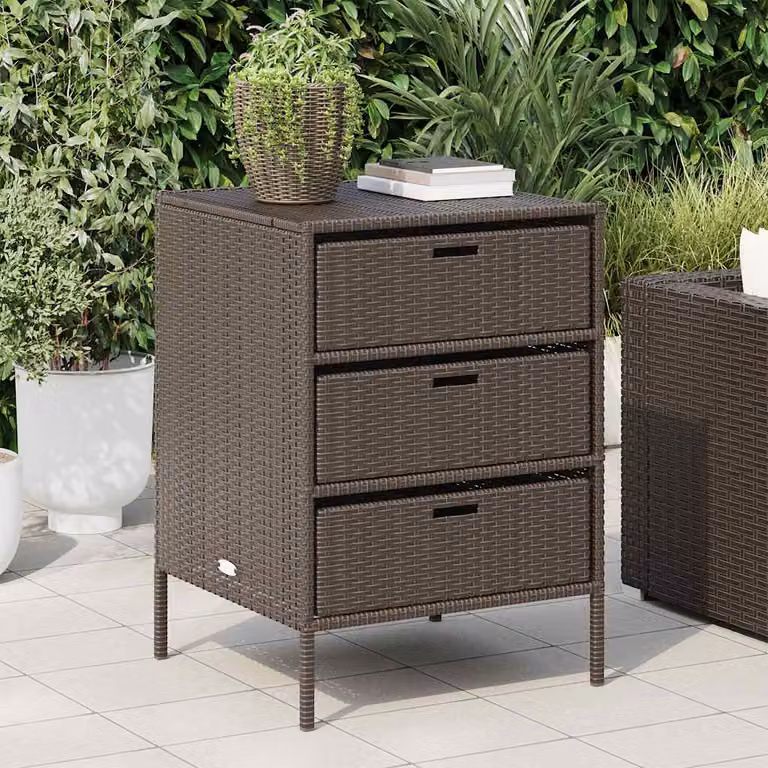 Armadietto Portaoggetti da Giardino vidaXL in Polyrattan Marrone L: 55 cm, P: 59 cm, H: 80 cm