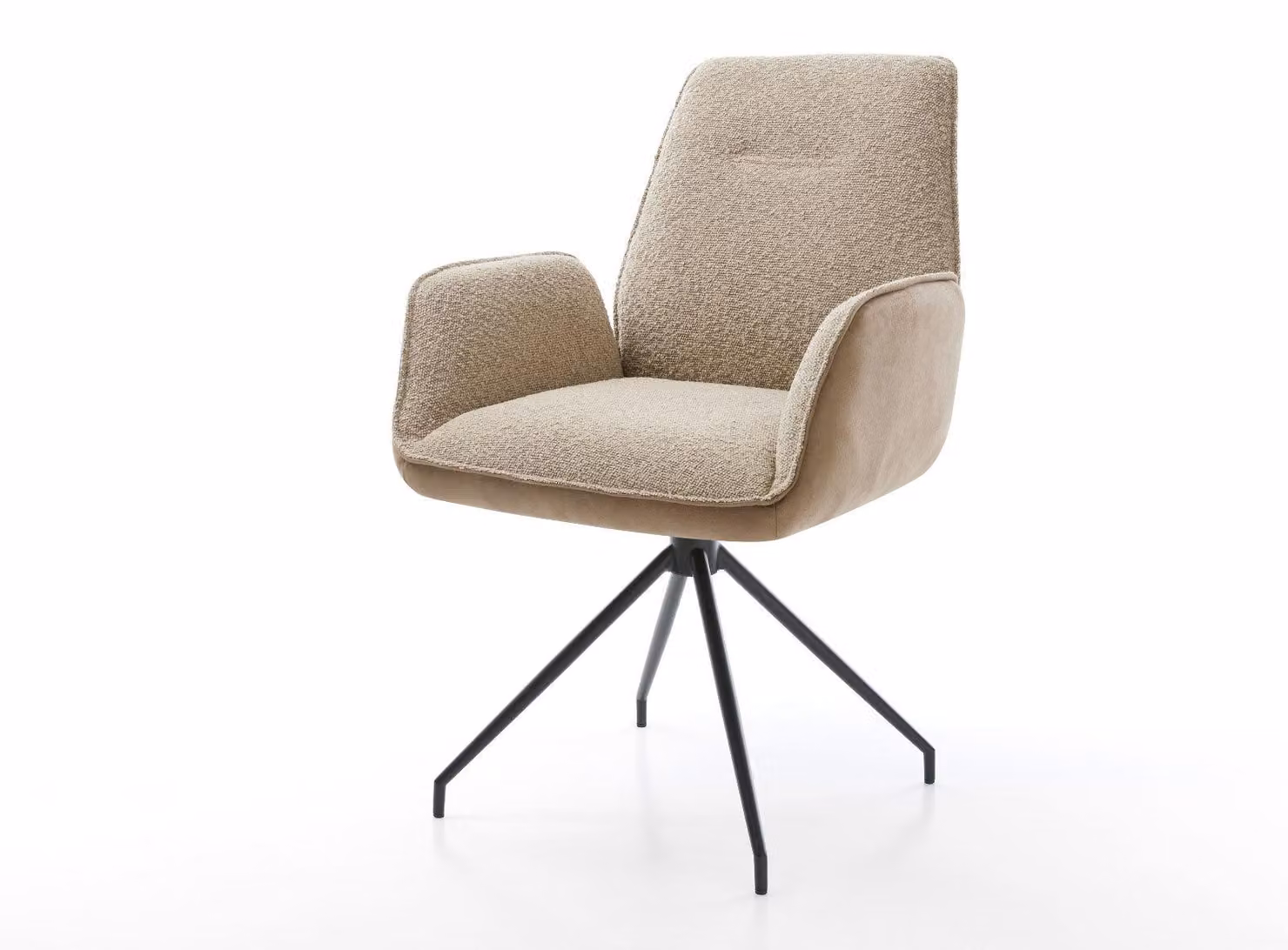 DELIFE, sedia girevole Zoa-Flex, mix di materiali, base a croce in metallo verniciato nero, schienale sagomato, rotazione a 180°, imbottitura con molle insacchettate