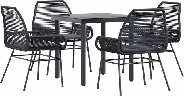 Set da Pranzo da Giardino con Cuscini 5 pz | Set Salotto da Giardino Polyrattan Vetro