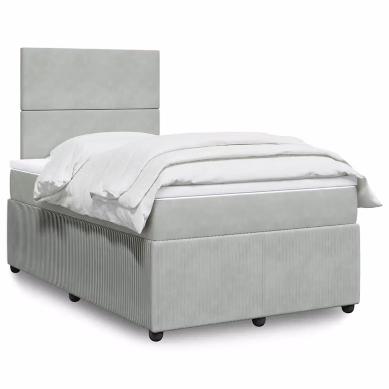 vidaXL Letto Ibrido con Materasso in Velluto Grigio e Bianco L/P/H: 120 x 200 x 150,5 cm