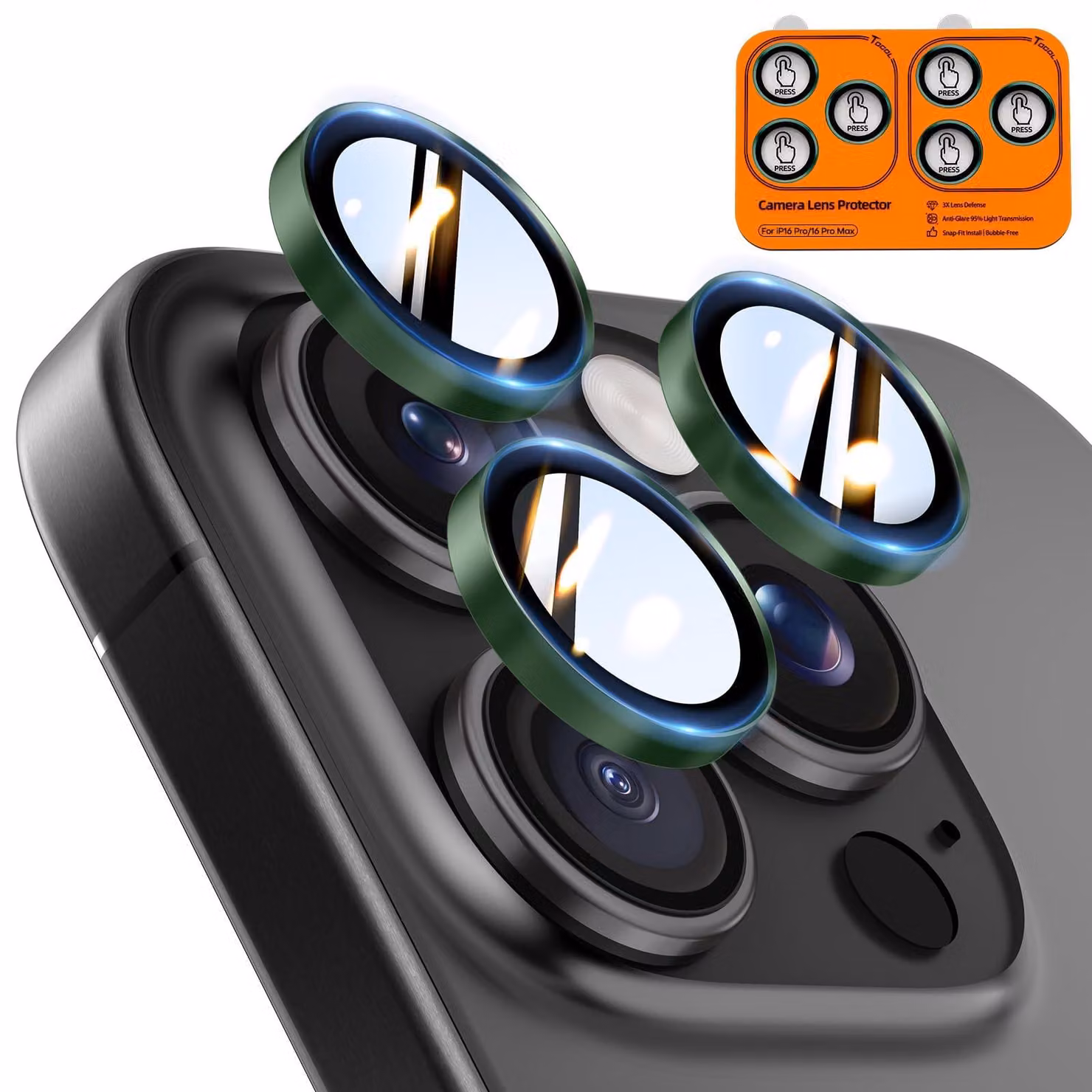 Set di 6 protezioni per l'obiettivo della fotocamera per iPhone 16 Pro/16 Pro Max
