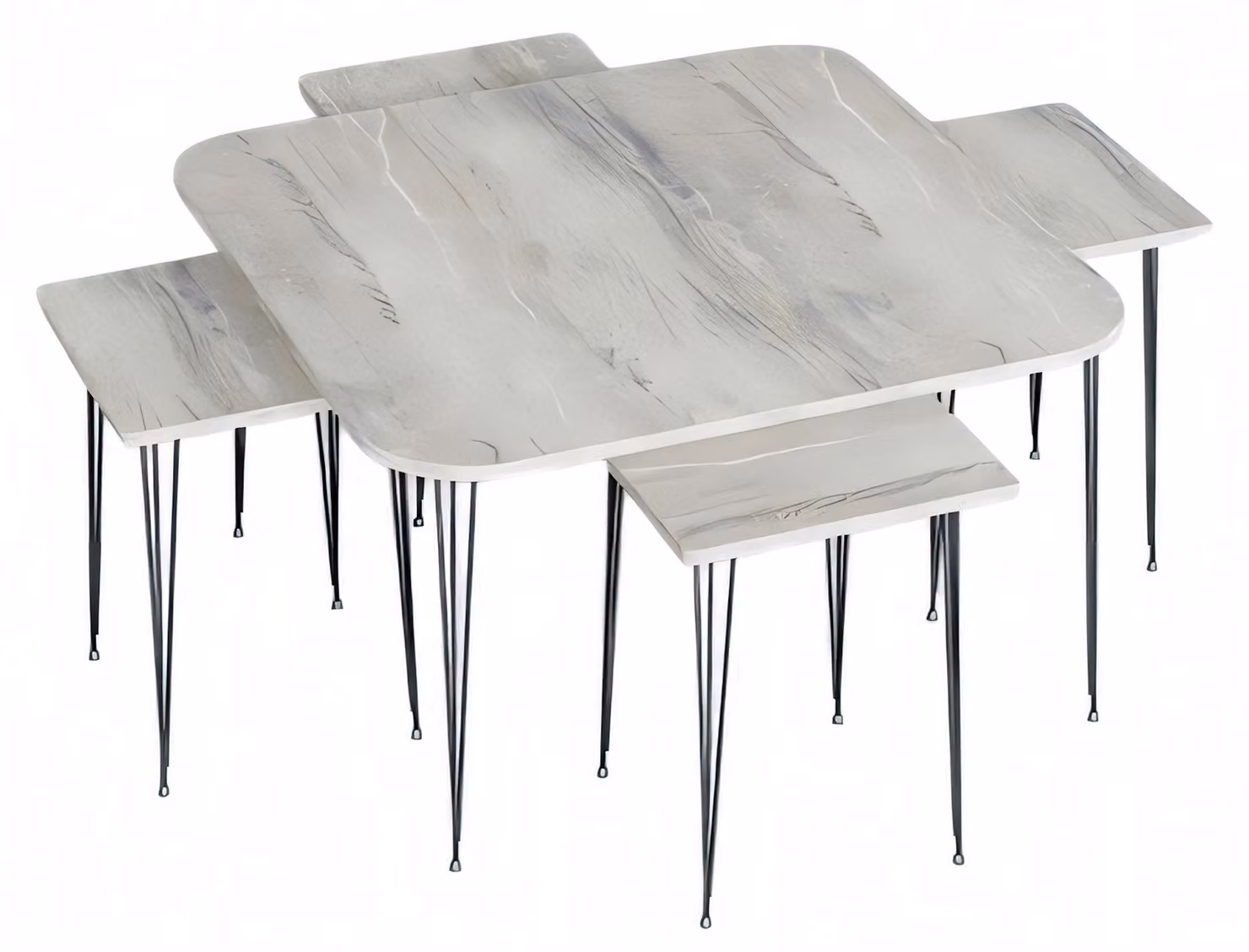 Grauer Holz-Couchtisch mit Beistelltischen modern