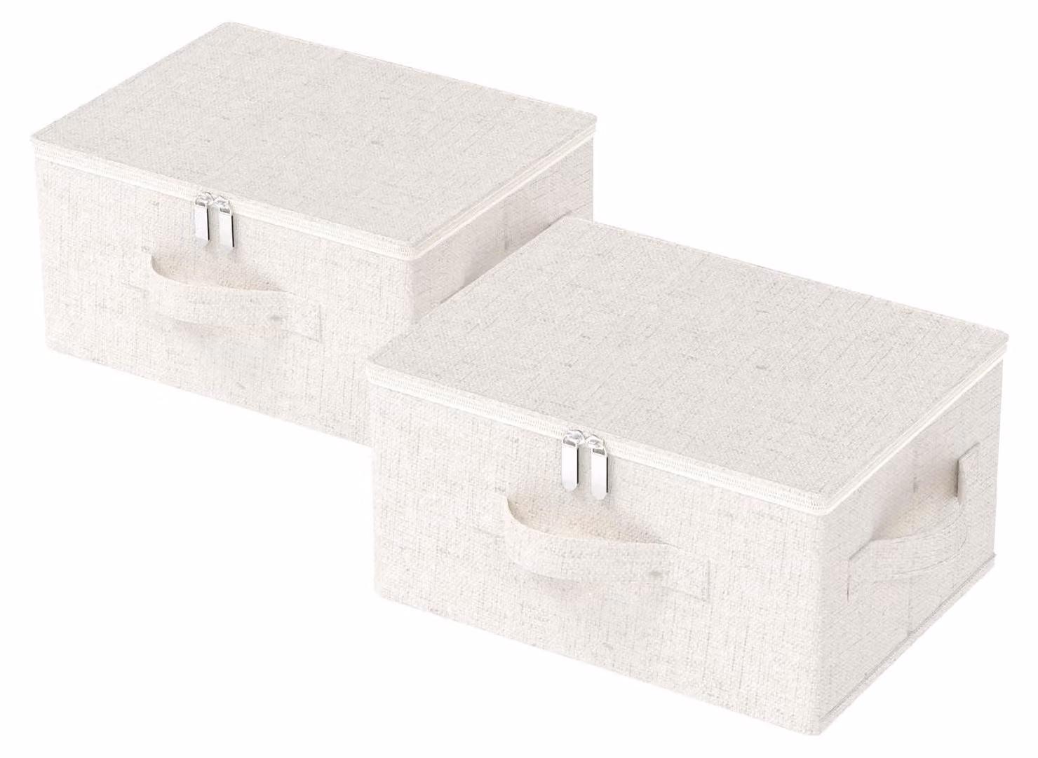 Omgoods - Set di 2 scatole portaoggetti con coperchio, color beige