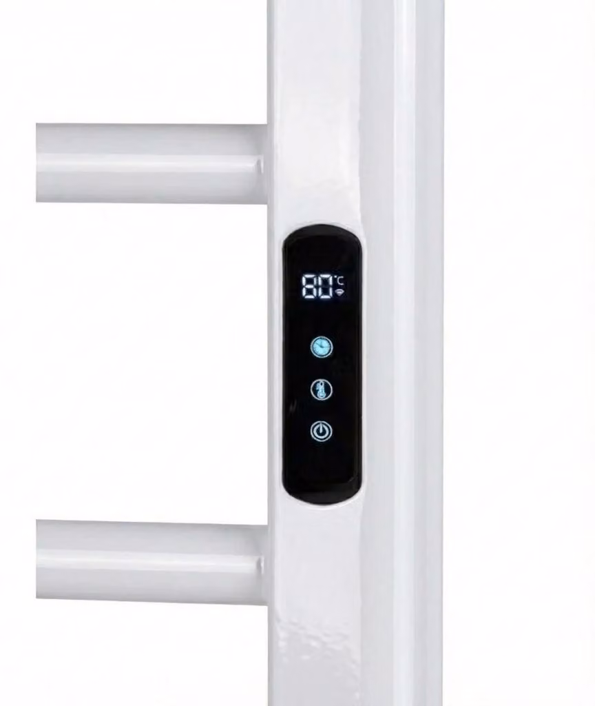 CERANO - Scaldasalviette elettrico Ramus, con display - 160 W - bianco lucido - 1400 x 30 mm