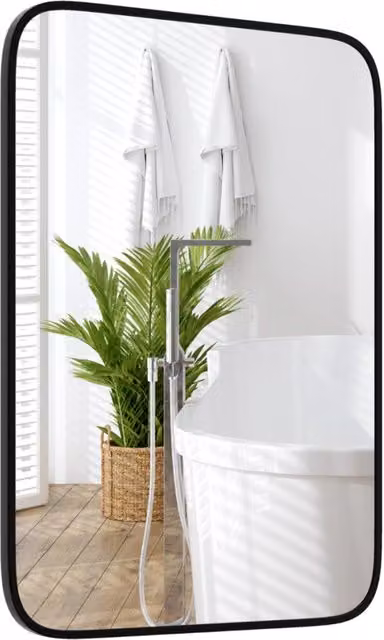 Specchio da bagno rettangolare 70x50cm con pellicola antifrantumazione viti di espansione, Specchio in alluminio-Specchi da parete