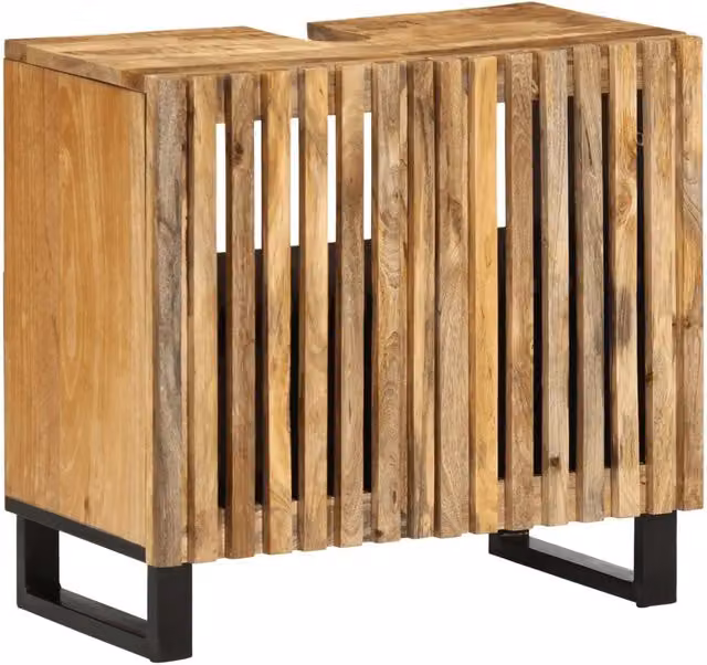 Armadio lavabo retrò per bagno 62 x 34 x 58 cm grande capacità di stoccaggio in legno massello di mango grezzo 02_0047628