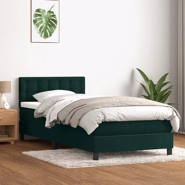 Giroletto a Molle con Materasso Verde Scuro 80x220 cm Velluto 3316620