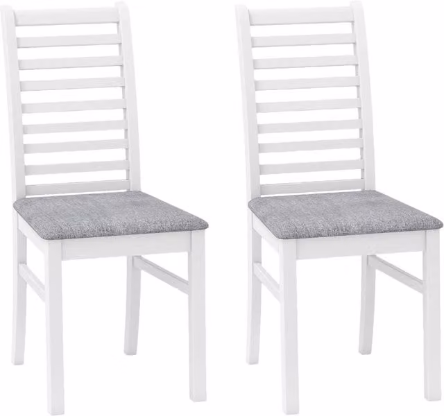 Set di 2 Sedie da Pranzo COSTWAY in Stile Mid-Century con Schienale Alto Curvato, Seduta Imbottita in Tessuto o Ecopelle e Gambe in Legno di Gomma, Disponibili in Bianco o Grigio