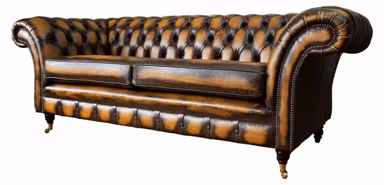 Braun Sofa 3 Sitzer Couch design Chesterfield Polster Sitz Leder