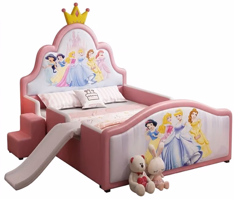 Letto a forma di rosa da principessa per bambini, con scivolo e scaletta, ideale per bambine