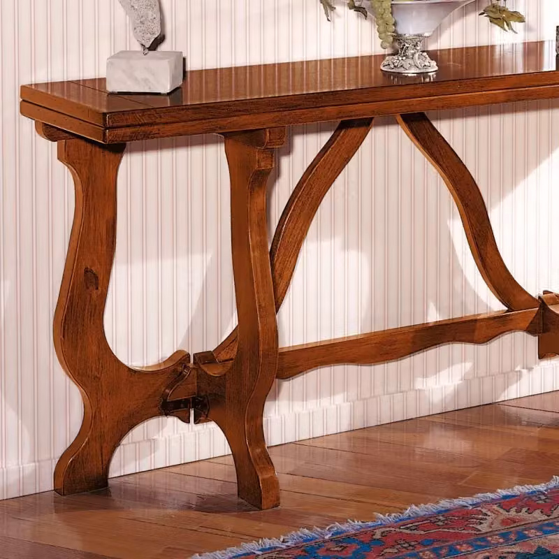 Tavolo consolle apribile in legno di pino marrone Mobili 2G L: 160 cm, P: 40 cm, H: 81 cm (aperto L: 160 cm, P: 80 cm) – 2