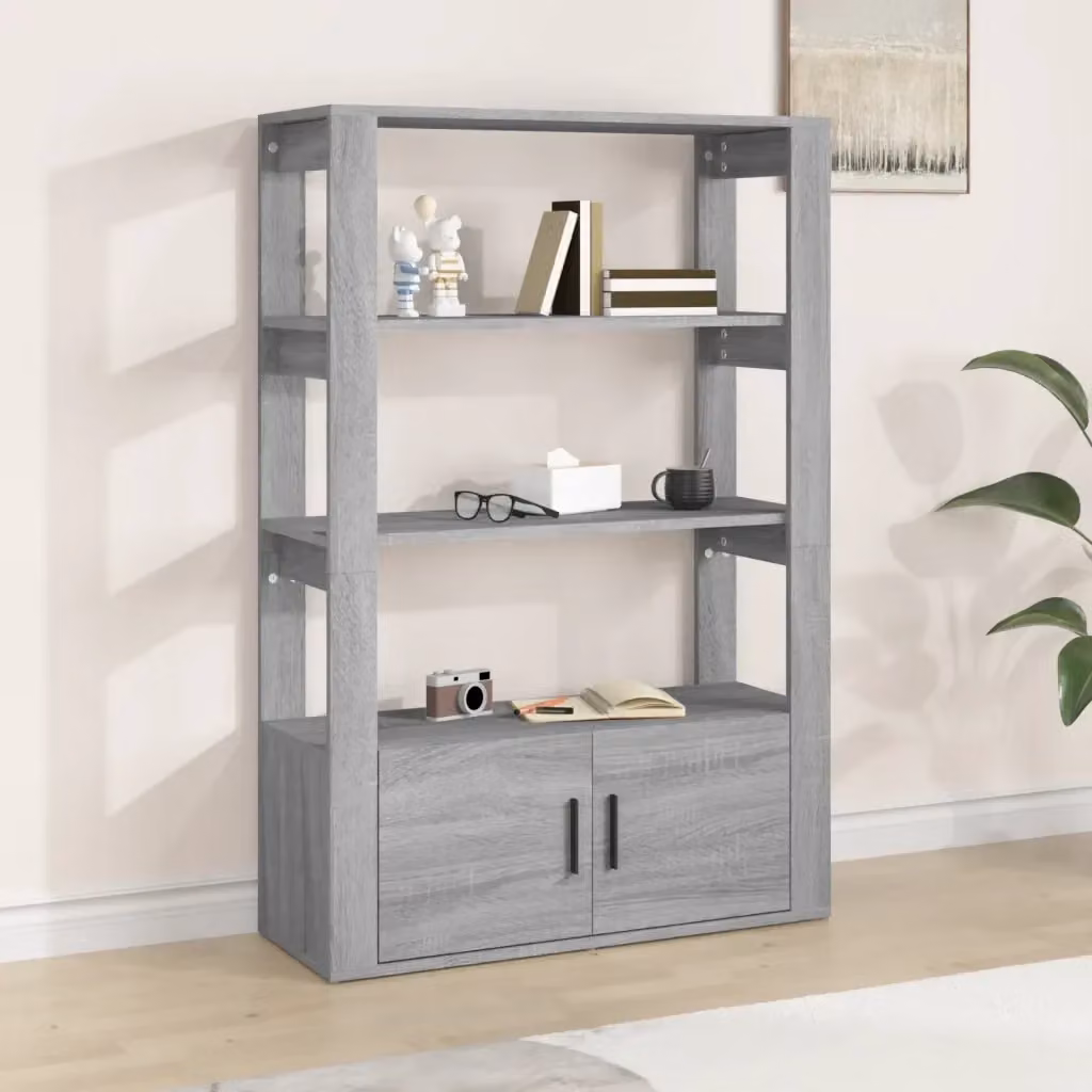Credenza Buffet da pranzo in legno multistrato Grigio Sonoma L: 80 cm, P: 30 cm, H: 119,5 cm – 2