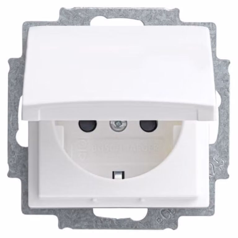 Busch-Jaeger 20 EUKB-914 Presa di corrente con coperchio incernierato + protezione tattile avanzata Balance SI bianco alpino