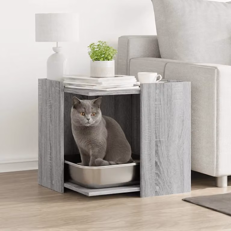vidaXL Rifugio per lettiera per gatti Sonoma grigio L/P/H: 53 x 53 x 51 cm