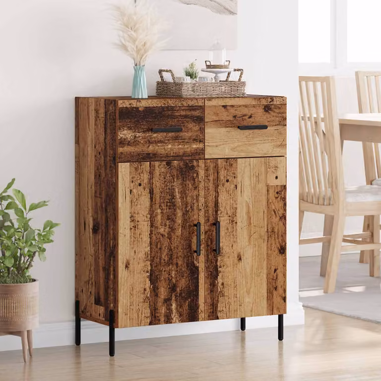 Credenza moderna vidaXL in legno e metallo, colore marrone, L: 69,5 cm, P: 34 cm, H: 90 cm